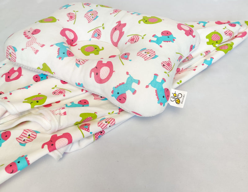 Baby Pillow With Matching Blanket- Pink